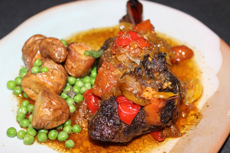 Family favourite slow cooked lamb shanks